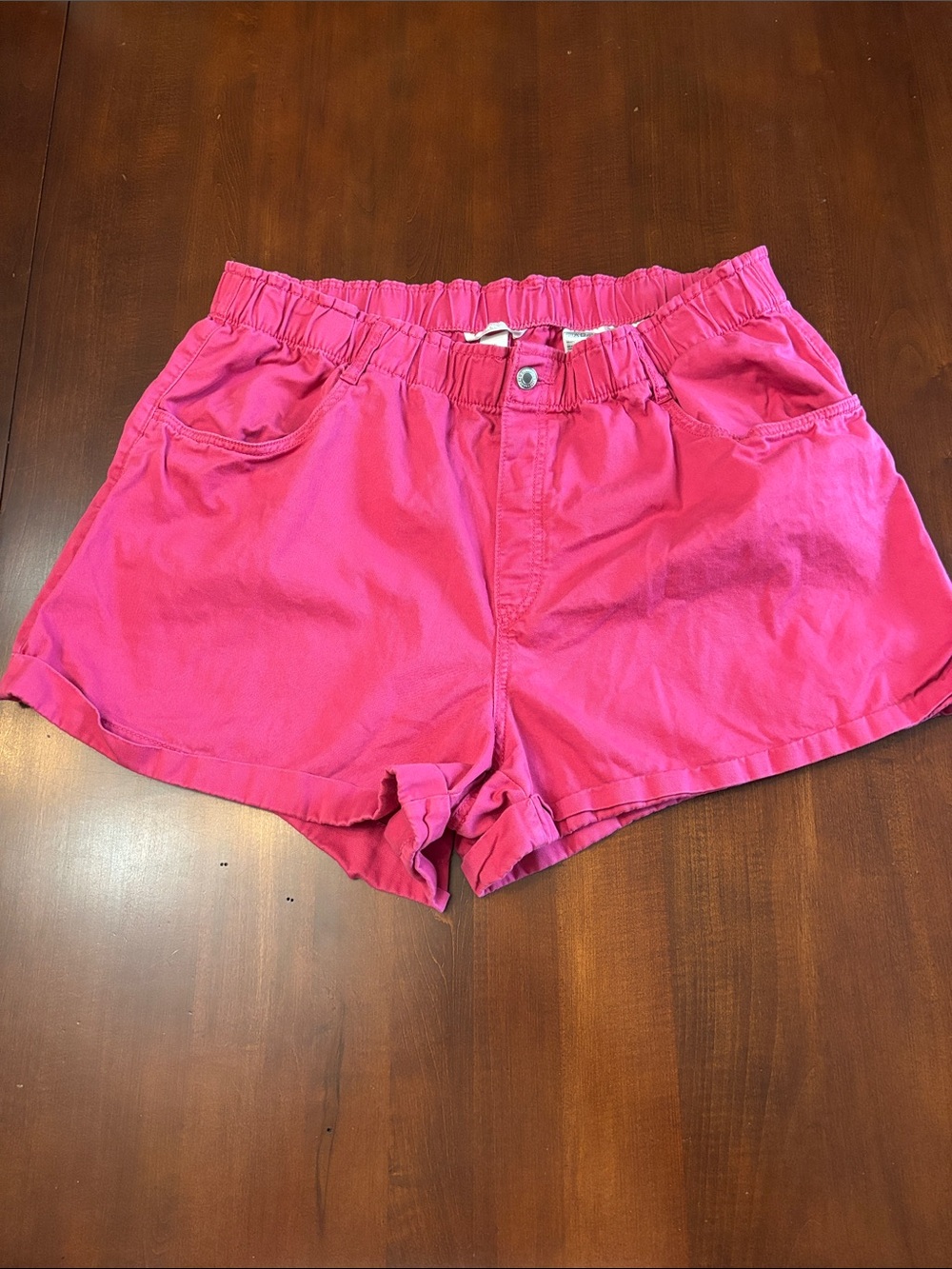 H&M High-Waist Pink Elastic-Rim Shorts